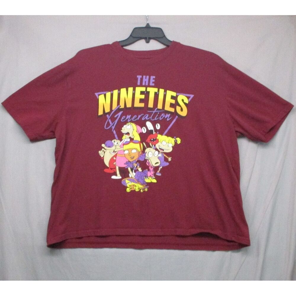 Nickelodeon Maroon‎ Graphic TShirt Nineties Cartoon Unisex Size 3X